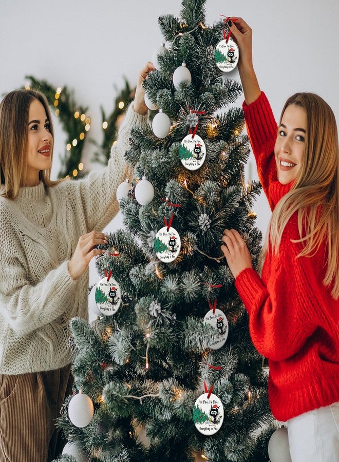 زينة عيد الميلاد المعلقة المضحكة من كيلي هوم، زينة شجرة على شكل قطة سوداء، هدايا لمحبي القطط - لا بأس، أنا بخير - Image 4